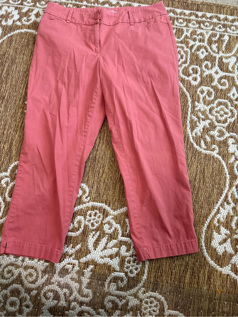 LOFT Ann Taylor Curvy Fit coral Career Crop Pants Women Size 10